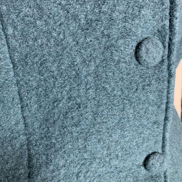 Lana Green Felted Wool Blend Ruffle Collar Cardigan Womens Size XS - Picture 2 of 5